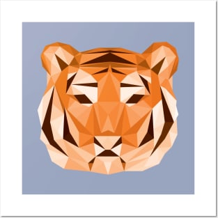 Geometric Low Poly Tiger Face Posters and Art